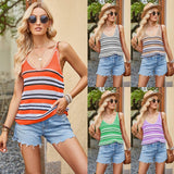 Women's Fashion V-neck Striped Contrast Color Knitwear-2