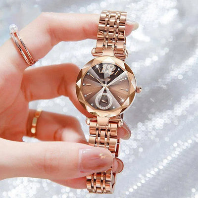 Women's Fashionable Multi-pronged Gradient Glass With Diamond Face Watch-3