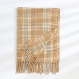 Women's Fashionable Plaid Printed Tassel Shawl Warm Scarf-B2-6