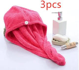 Women's Hair Dryer Cap, Absorbent Dry Hair Towel-3pcsred-17