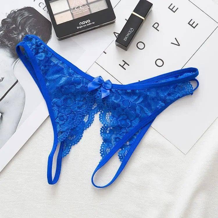 Women's Hollow Thong Low Waist Lingerie-Blue-6