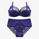 Women's Lace Underwire Push Up Lingerie Panty Set-Royal-6