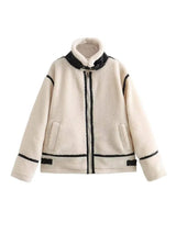 Women's Lamb Wool Effect Jacket Coat-Picture Color-5