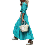 Women's Long Sleeve Printed Shirt Dress-5