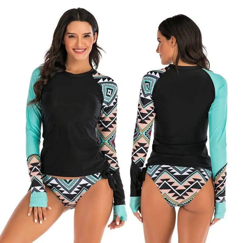 Women's long sleeve slit swimsuit-9style-6