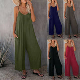 Women's Loose Sleeveless Jumpsuits Romper Jumpsuit With Pockets Long Pant Summer-1