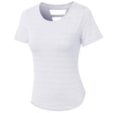 Women's Loose Yoga Clothes With Short Sleeves-White-4