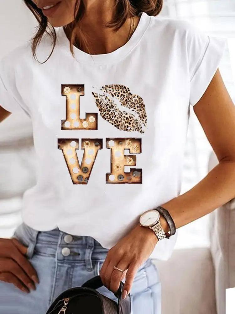 Women's Love Graphic Tee-MGQ29376-1