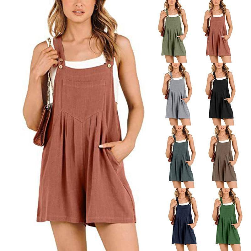 Women's Short Overalls Summer Casual Adjustable Strap Loose-1