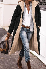 Women's Solid Color Hooded Cotton Jacket Long-sleeved Coat-4