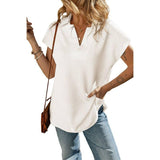 Women's Solid Color Short-sleeved T-shirt-LC25223521 White-9