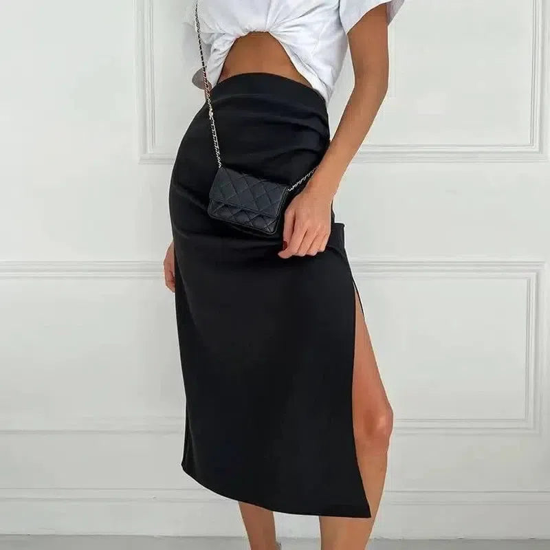 Women's Temperament High Waist Slim Fit Suit Skirt-Black-8