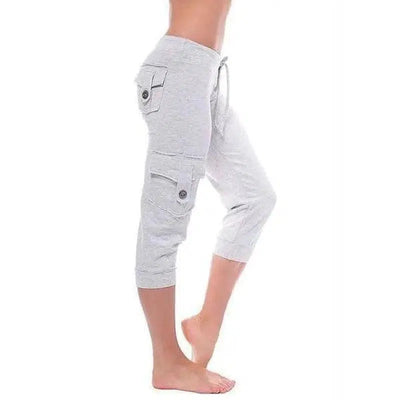 LOVEMI - Lovemi - Yoga cropped pants with elastic waist button