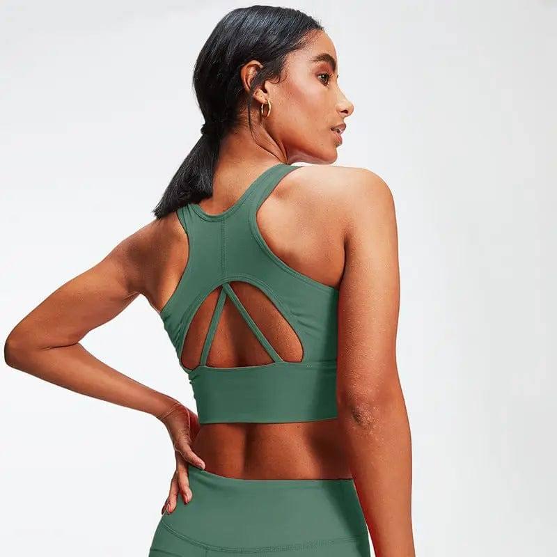 Yoga fitness beauty back yoga vest sports underwear-Green-7