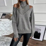 Off-Shoulder Knit Turtleneck